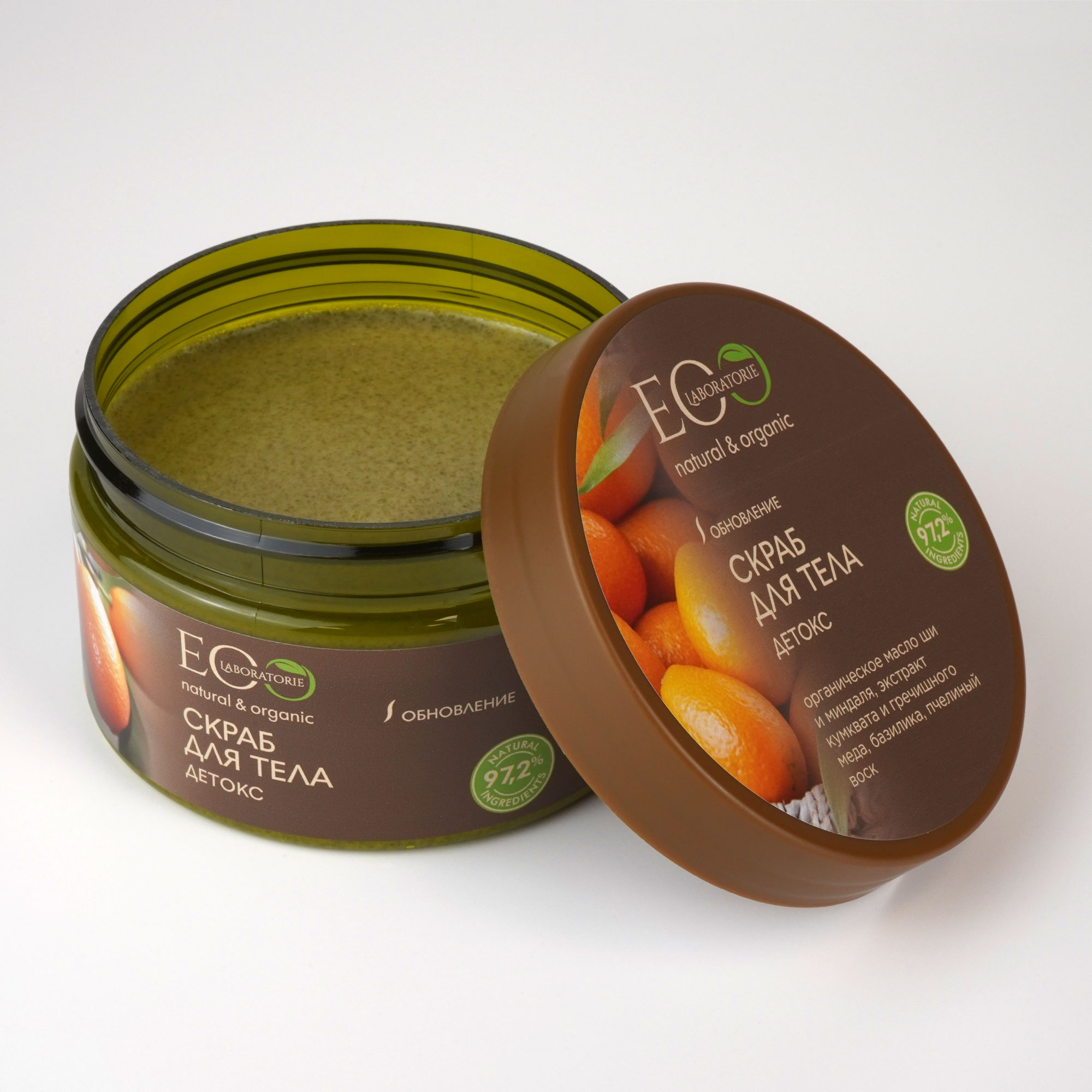 EO LAB DETOX telov peeling (organick bambuck maslo, mandov olej, extrakt z kumquatu, extrakty z pohankovho medu, bazalky, vel vosk) 250g 
